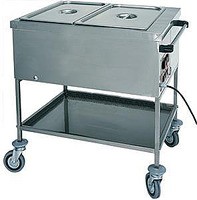 Chariot inox bain-marie 2 cuves bacs GN1/1-150