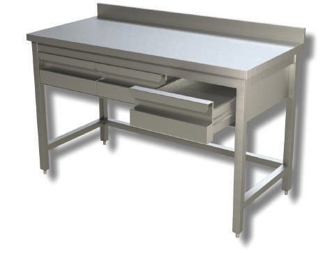 table inox adossée 2 tiroirs L1000-L700
